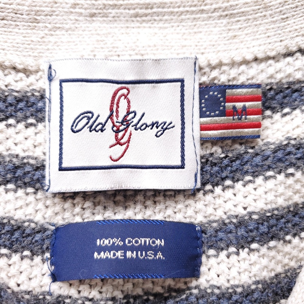 VTG Old Glory Striped Knit Button Up Vest Women M Blue White Vintage 90s Coastal - Picture 7 of 9
